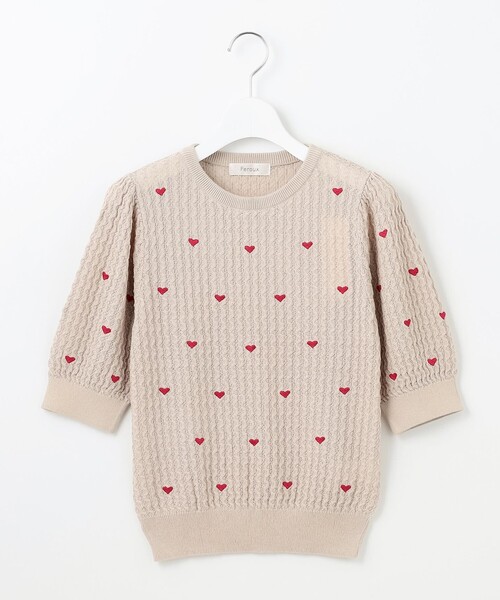 Feroux(フェルゥ)の「【洗える】ハーフスリーブ ハート刺繍 ニット(ニット/セーター・レディース・パープル系/ライトイエロー系/ピンク系・F)」の15枚目の写真