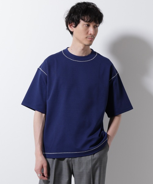 NANO universe(ナノユニバース)の「テクニックステッチTシャツ 半袖(Tシャツ/カットソー・メンズ・スミクロ/モカ/ネイビー・L/M)」の2枚目の写真