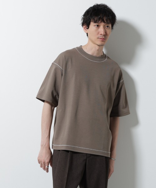 NANO universe(ナノユニバース)の「テクニックステッチTシャツ 半袖(Tシャツ/カットソー・メンズ・スミクロ/モカ/ネイビー・L/M)」の7枚目の写真