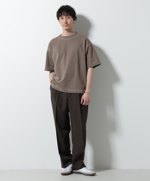 NANO universe(ナノユニバース)の「テクニックステッチTシャツ 半袖(Tシャツ/カットソー・メンズ・スミクロ/モカ/ネイビー・L/M)」の12枚目の写真