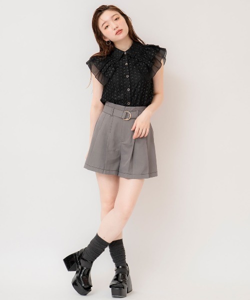 REDYAZEL（レディアゼル）の「ラメレースフリルスリーブブラウス（シャツ/ブラウス・レディース・ブラック/ダークブラウン/オフホワイト・FREE）」の11枚目の写真