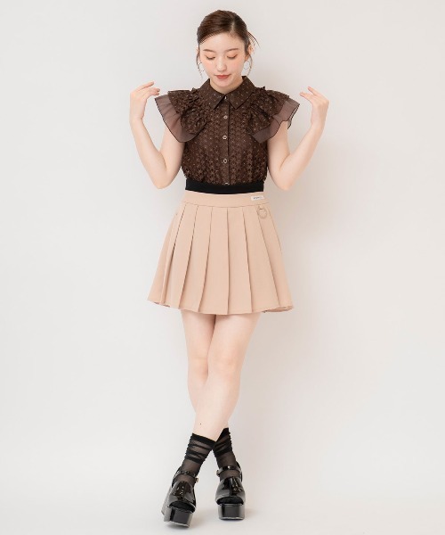 REDYAZEL（レディアゼル）の「ラメレースフリルスリーブブラウス（シャツ/ブラウス・レディース・ブラック/ダークブラウン/オフホワイト・FREE）」の15枚目の写真