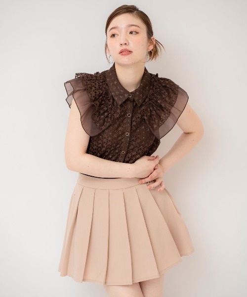 REDYAZEL（レディアゼル）の「ラメレースフリルスリーブブラウス（シャツ/ブラウス・レディース・ブラック/ダークブラウン/オフホワイト・FREE）」の17枚目の写真