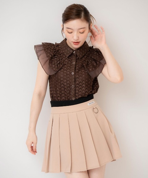 REDYAZEL（レディアゼル）の「ラメレースフリルスリーブブラウス（シャツ/ブラウス・レディース・ブラック/ダークブラウン/オフホワイト・FREE）」の20枚目の写真