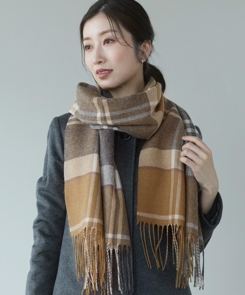 【LUNA 】23区 カシミア100% チェック柄ストール マフラー LUNA 様 専用】23区 カシミア100% チェック柄ストール マフラー