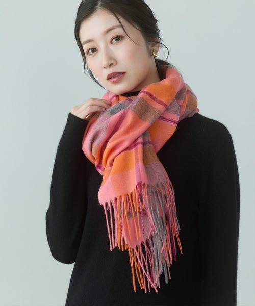 カシミヤ100% マフラー ストール チェック柄（マフラー）｜sankyo