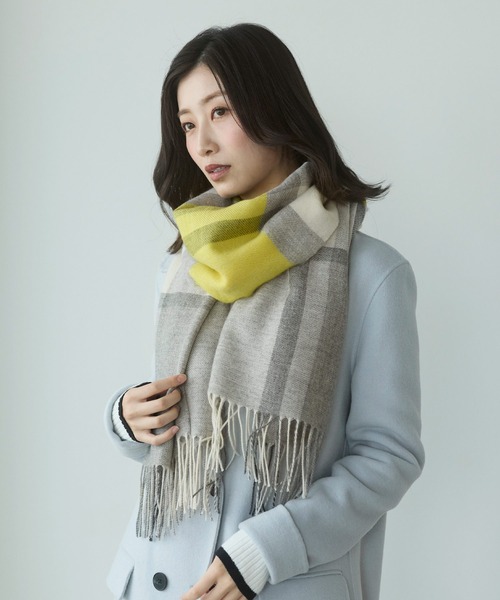 カシミヤ100% マフラー ストール チェック柄（マフラー）｜sankyo