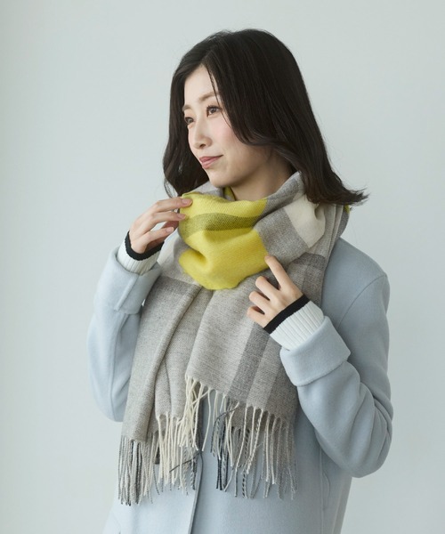 カシミヤ100% マフラー ストール チェック柄（マフラー）｜sankyo