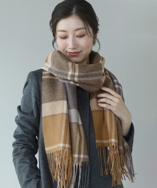 BEG&CO 100%カシミヤ マフラー チェック柄 カシミヤ100% マフラー ストール チェック柄（マフラー）｜sankyo