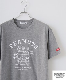 PEANUTS 兄弟柄プリント鹿の子半袖Tシャツ