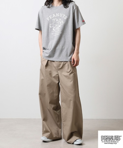 PEANUTS(ピーナッツ)の「PEANUTS 兄弟柄プリント鹿の子半袖Tシャツ(Tシャツ/カットソー・メンズ・ブラック/ピンクベージュ/杢グレー・M/L/LL)」の7枚目の写真