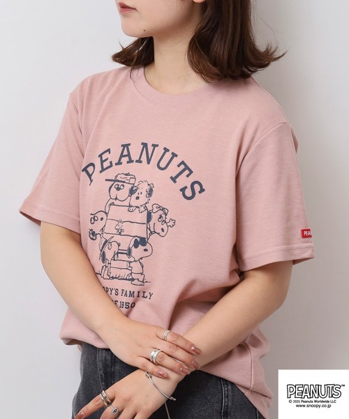 PEANUTS(ピーナッツ)の「PEANUTS 兄弟柄プリント鹿の子半袖Tシャツ(Tシャツ/カットソー・メンズ・ブラック/ピンクベージュ/杢グレー・M/L/LL)」の19枚目の写真