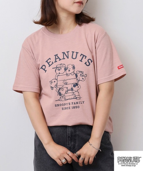 PEANUTS(ピーナッツ)の「PEANUTS 兄弟柄プリント鹿の子半袖Tシャツ(Tシャツ/カットソー・メンズ・ブラック/ピンクベージュ/杢グレー・M/L/LL)」の18枚目の写真