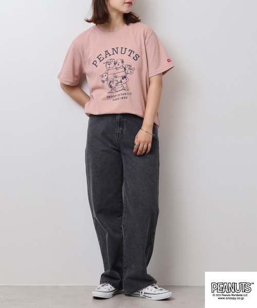 PEANUTS(ピーナッツ)の「PEANUTS 兄弟柄プリント鹿の子半袖Tシャツ(Tシャツ/カットソー・メンズ・ブラック/ピンクベージュ/杢グレー・M/L/LL)」の20枚目の写真