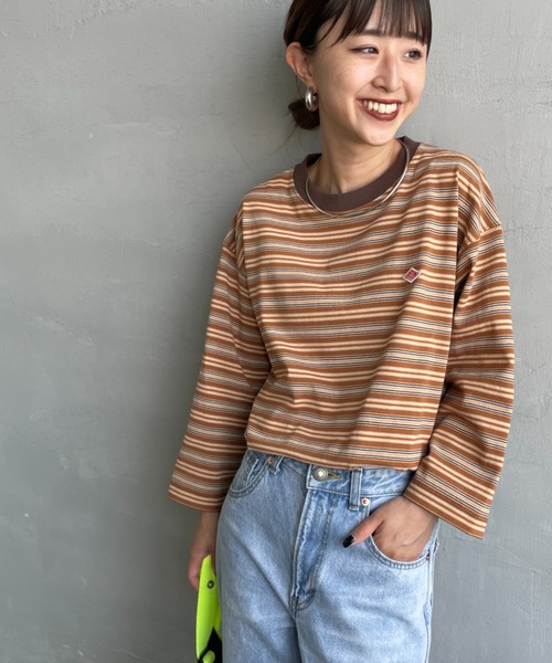 DANTON/ダントン] ワンポイントロゴ 7分袖ボーダーTシャツ（Tシャツ 