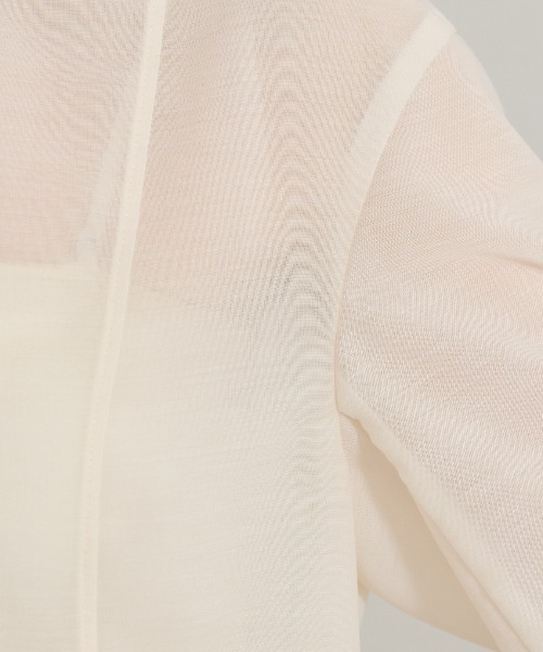 qualite（カリテ）の「【上品な透け感】カーヴィングブラウス/シアーシャツ/シアーブラウス/夏服/オフィスカジュアル（シャツ/ブラウス・レディース・オフホワイト/ブルー/カーキ・フリー）」の15枚目の写真