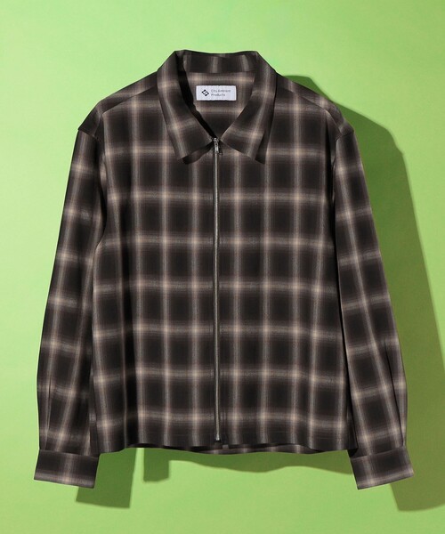 City Ambient Products(シティアンビエントプロダクツ)の「City Ambient Products: オンブレ チェック シャツ ジップ アウター(シャツ/ブラウス・メンズ・ブラウン/ブラック・LARGE/MEDIUM/SMALL)」の1枚目の写真