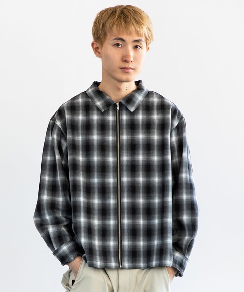 City Ambient Products(シティアンビエントプロダクツ)の「City Ambient Products: オンブレ チェック シャツ ジップ アウター(シャツ/ブラウス・メンズ・ブラウン/ブラック・LARGE/MEDIUM/SMALL)」の15枚目の写真