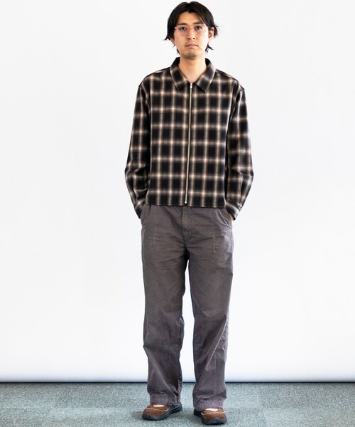City Ambient Products(シティアンビエントプロダクツ)の「City Ambient Products: オンブレ チェック シャツ ジップ アウター(シャツ/ブラウス・メンズ・ブラウン/ブラック・LARGE/MEDIUM/SMALL)」の5枚目の写真
