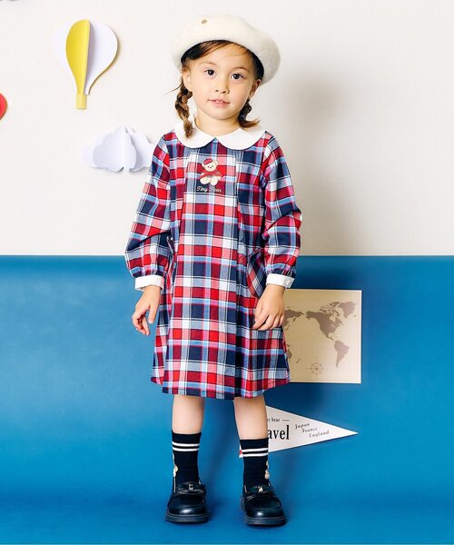 apres les cours（アプレレクール）の「tiny bear ストライプ&チェックワンピース（ワンピース・キッズ・ストライプ/チェック・90/80/120/110/100）」の5枚目の写真