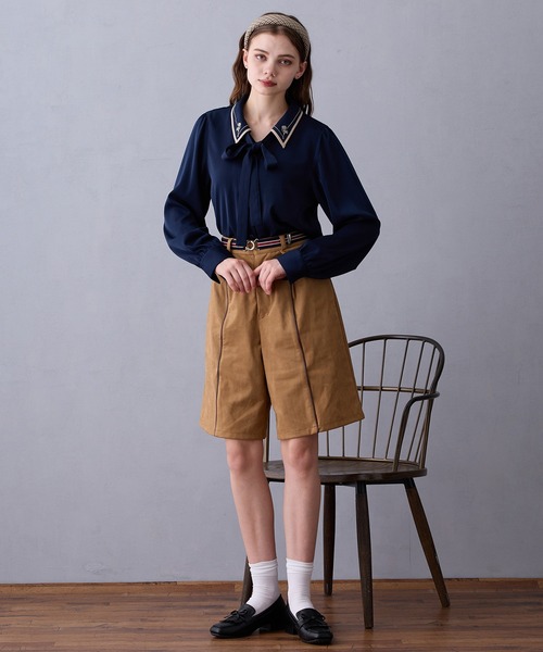 NICOLE CLUB（ニコル　クラブ）の「パイピングハーフパンツ（その他パンツ・レディース・チャコール/ベージュ/キャメル・MEDIUM）」の7枚目の写真