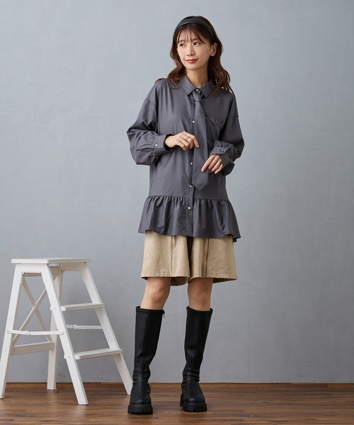NICOLE CLUB(ニコル クラブ)の「パイピングハーフパンツ(その他パンツ・レディース・チャコール/ベージュ/キャメル・MEDIUM)」の20枚目の写真