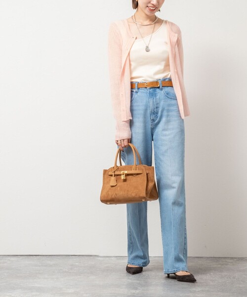 Rie Miller（リエミラー）の「シアーモヘヤ2WAYリブボートネックカーディガン（カーディガン/ボレロ・レディース・ベビーピンク/オリーブ/グレー・38）」の18枚目の写真