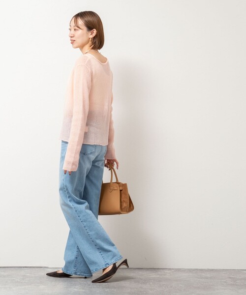 Rie Miller（リエミラー）の「シアーモヘヤ2WAYリブボートネックカーディガン（カーディガン/ボレロ・レディース・ベビーピンク/オリーブ/グレー・38）」の20枚目の写真