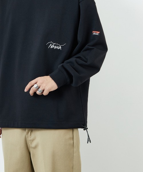 NANGA/ナンガ] 別注 ワンポイント刺繍ロゴ ドローコードスウェット