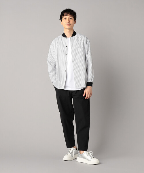 メンズ ストライプシャツ シャツブルゾン カジュアル H00031 3レイヤー ストライプシャツブルゾン（ブルゾン）｜COMME des