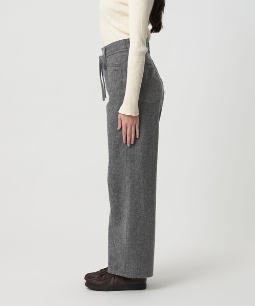 リボンベルト ワイドデニムパンツ（デニムパンツ