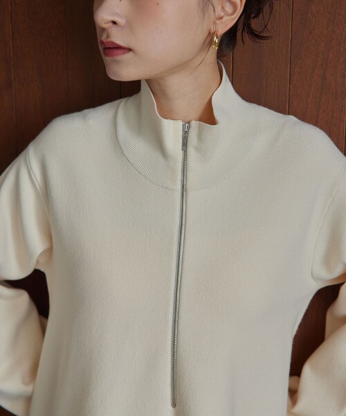 EMMEL REFINES(エメルリファインズ)の「<EMMEL REFINES>EM HWフロントジップ ミニワンピース(ワンピース・レディース・オフホワイト/ブラック・FREE)」の4枚目の写真