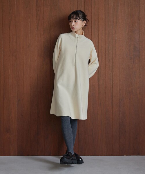 EMMEL REFINES(エメルリファインズ)の「<EMMEL REFINES>EM HWフロントジップ ミニワンピース(ワンピース・レディース・オフホワイト/ブラック・FREE)」の6枚目の写真