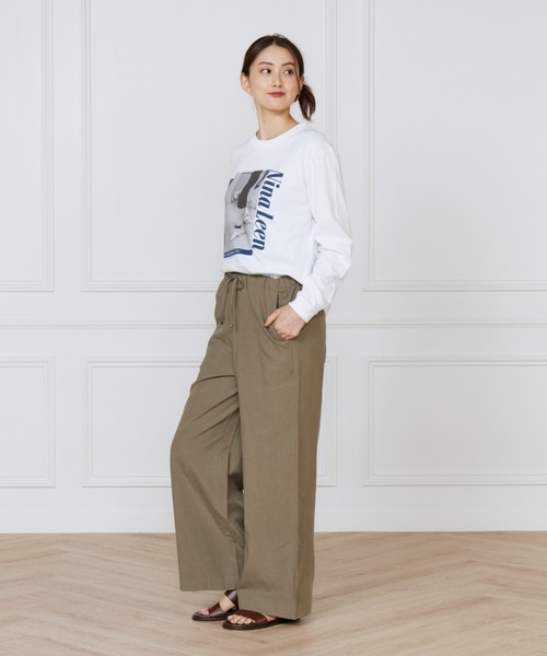 INED（イネド）の「リラックスジャージパンツ（その他パンツ・レディース・ブラック/カーキ/ベージュ・7号/9号/11号）」の6枚目の写真
