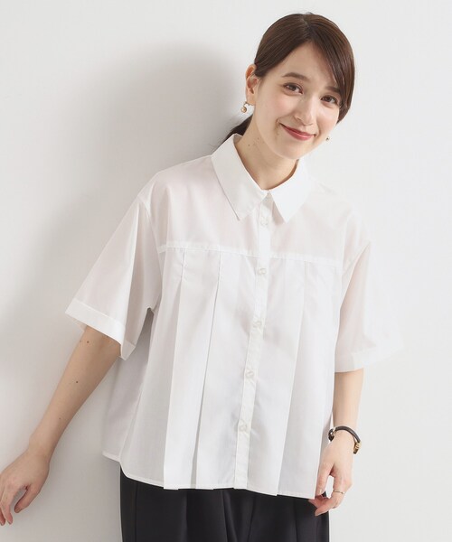 ITS'DEMO（イッツデモ）の「【洗濯機OK】プリーツブラウス（シャツ/ブラウス・レディース・オフホワイト/ライトブルー/ネイビー・00）」の2枚目の写真