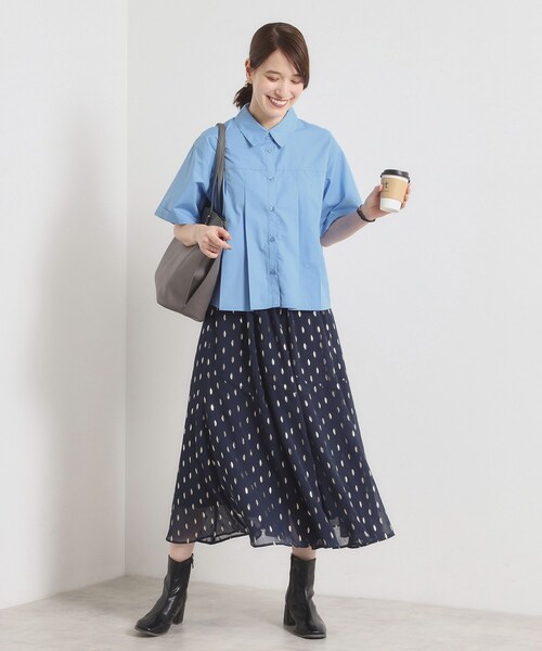 ITS'DEMO（イッツデモ）の「【洗濯機OK】プリーツブラウス（シャツ/ブラウス・レディース・オフホワイト/ライトブルー/ネイビー・00）」の12枚目の写真