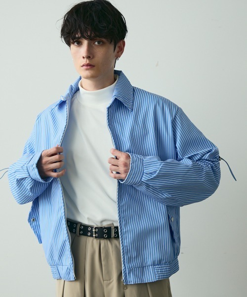 ストライプ ジップアップ ジャンパー セール】Striped Zip Blouson / ストライプジップブルゾン（ブルゾン