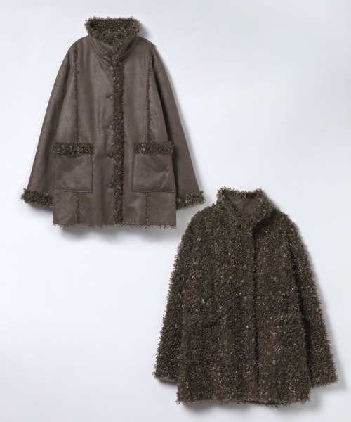 JEANASIS（ジーナシス）の「ヴィーガンレザーボアコクーンコート