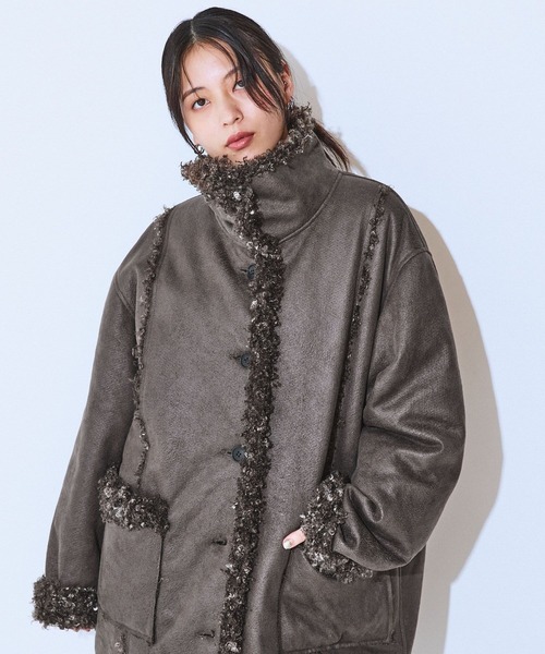 JEANASIS（ジーナシス）の「リバーシブルムートンファーコート/579108（ムートンコート・レディース・ブラック系その他/ホワイト系その他/ブラウン系その他・FREE）」の8枚目の写真