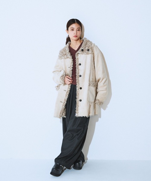 セール】リバーシブルムートンファーコート/579108（ムートンコート