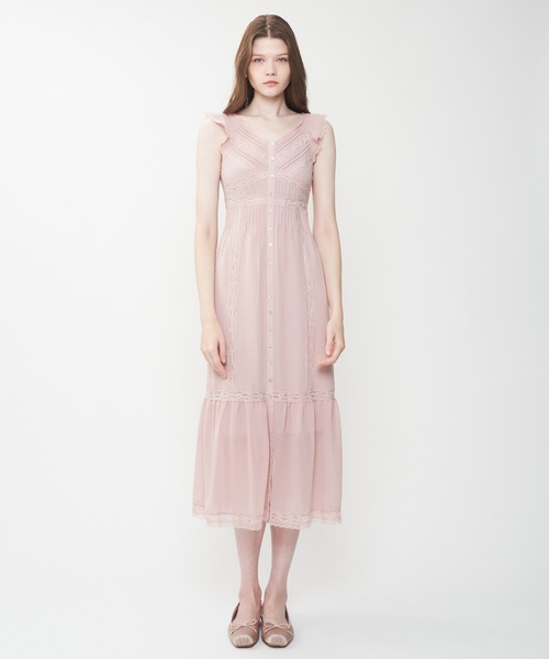 ME COUTURE（ミークチュール）の「シフォンレースピンタックワンピース（ワンピース・レディース・アイボリー/ピンク・1/0/00）」の2枚目の写真