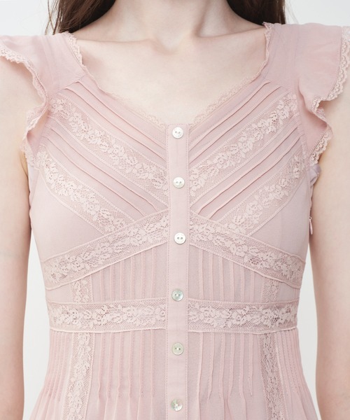 ME COUTURE（ミークチュール）の「シフォンレースピンタックワンピース（ワンピース・レディース・アイボリー/ピンク・1/0/00）」の6枚目の写真