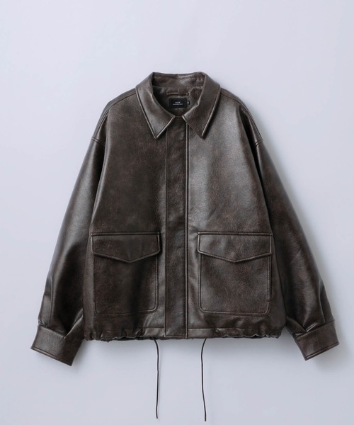 SLICK(スリック)の「【SLICK/スリック】Synthetic Leather A2 Flight Jacket/シンセティックレザーA2フライトジャケット/ ミリタリージャケット(ミリタリージャケット・メンズ・ブラウン/ブラック・1/2/3)」の5枚目の写真