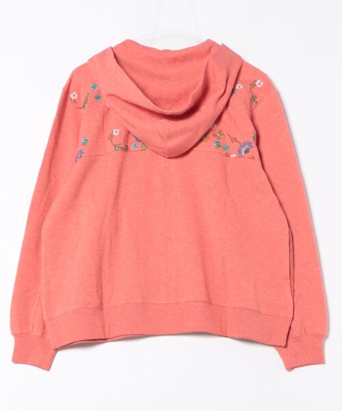 SUPER HAKKA（スーパーハッカ）の「タイニーフラワーワルツ刺繍裏毛フーディ（パーカー・レディース・杢グレー/ピンク・FREE）」の4枚目の写真