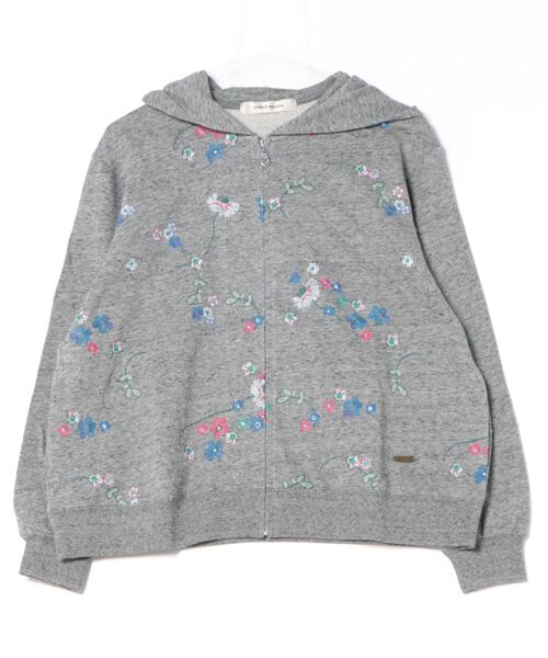 SUPER HAKKA（スーパーハッカ）の「タイニーフラワーワルツ刺繍裏毛フーディ（パーカー・レディース・杢グレー/ピンク・FREE）」の3枚目の写真