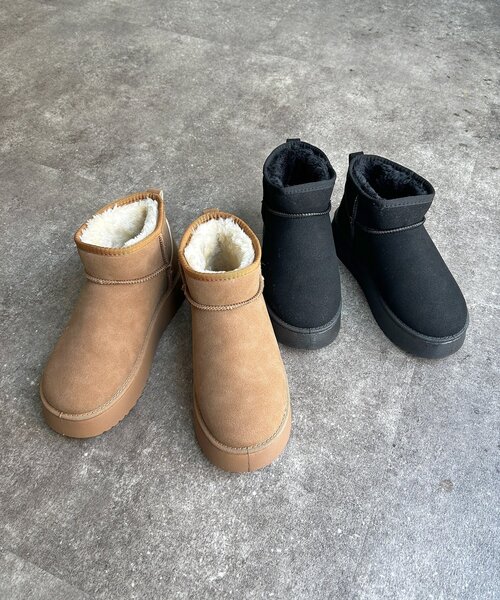 CPCM(シーピーシーエム)の「厚底ムートンブーツ(ブーツ・レディース・ブラック/キャメル・MEDIUM/LARGE/SMALL)」の17枚目の写真