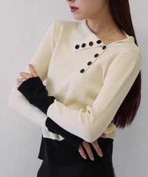 Uenui（ウニュイ）の「【 cunii 】 バイカラー スナップ ニット 秋冬新作（ニット/セーター）」