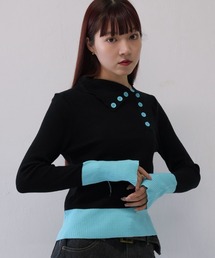 Uenui（ウニュイ）の「【 cunii 】 バイカラー スナップ ニット 秋冬新作（ニット/セーター）」