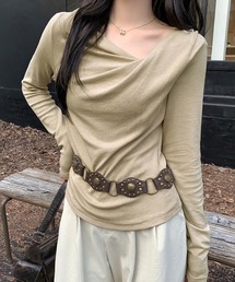 ReRe（リリ）の「ドレープネックニュアンストップス（Tシャツ/カットソー）」