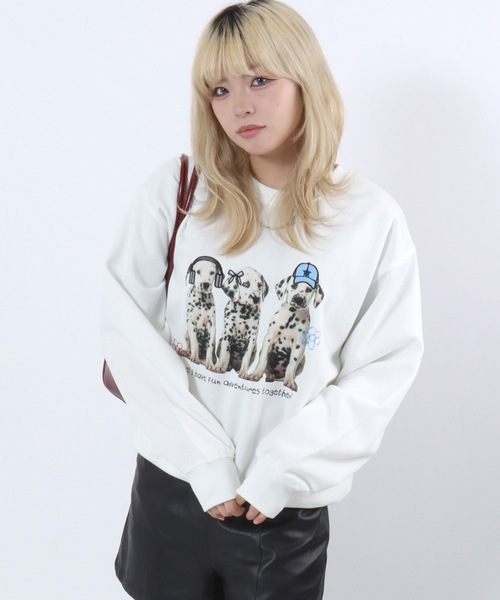Salong hameu（サロン ハミュー）の「おしゃれねこちゃん わんちゃんアニマルプリント裏起毛スウェットトレーナー メンズ レディース ユニセックス（スウェット・レディース・ホワイト/ピンク/ブラック・L/M）」の17枚目の写真